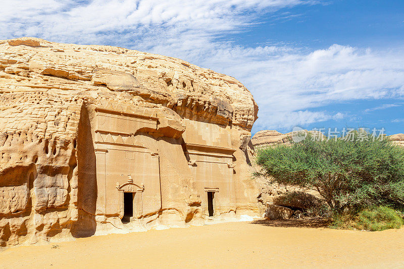 Jabal al banat复杂的nabataean墓，Hegra, al Ula，沙特阿拉伯